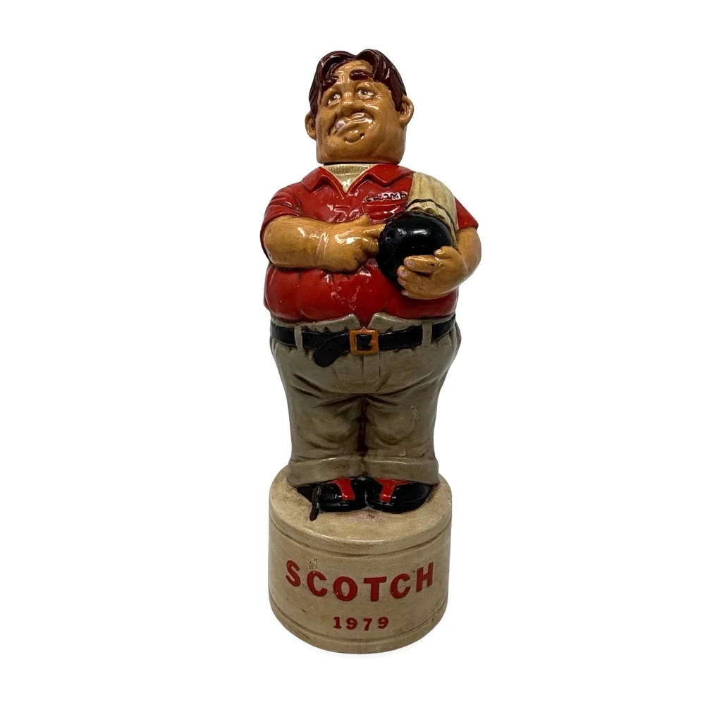 1979 Alberta’s Molds Bowler Scotch Decanter 300 Club Ceramic Barware Vintage